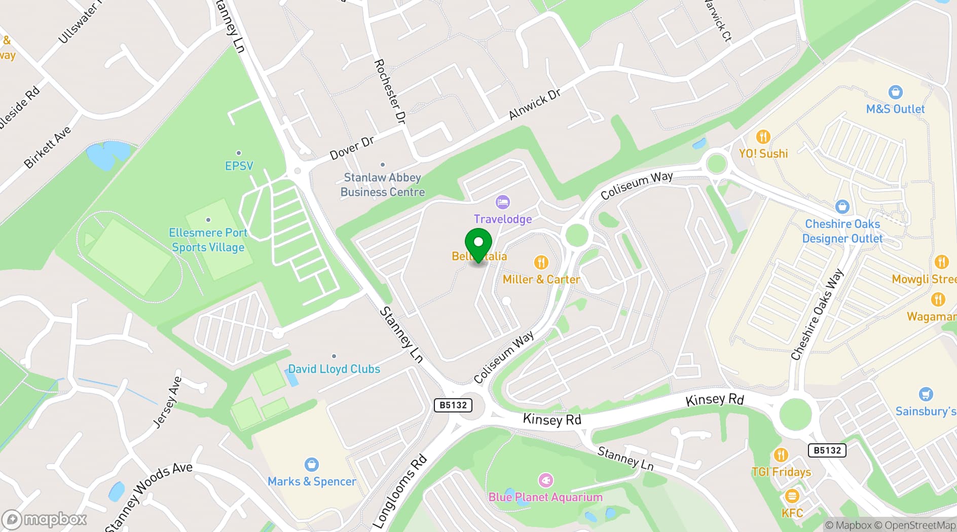 Map showing Las Iguanas Cheshire
