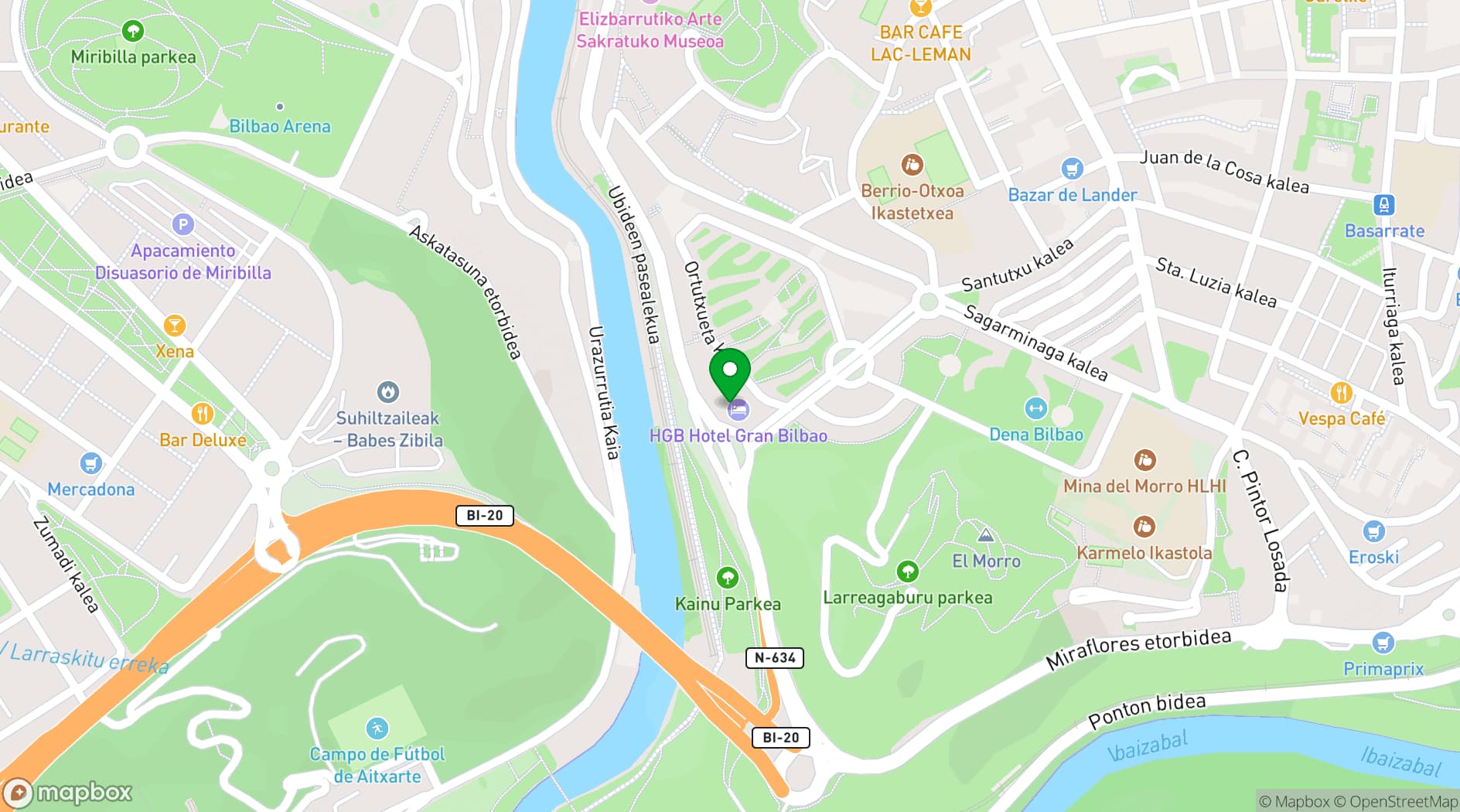 Map showing Hotel Gran Bilbao