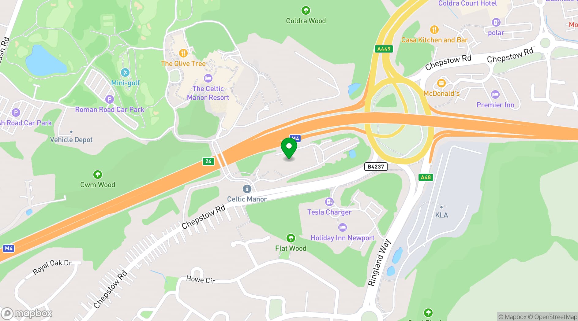 Map showing The Celtic Manor Resort