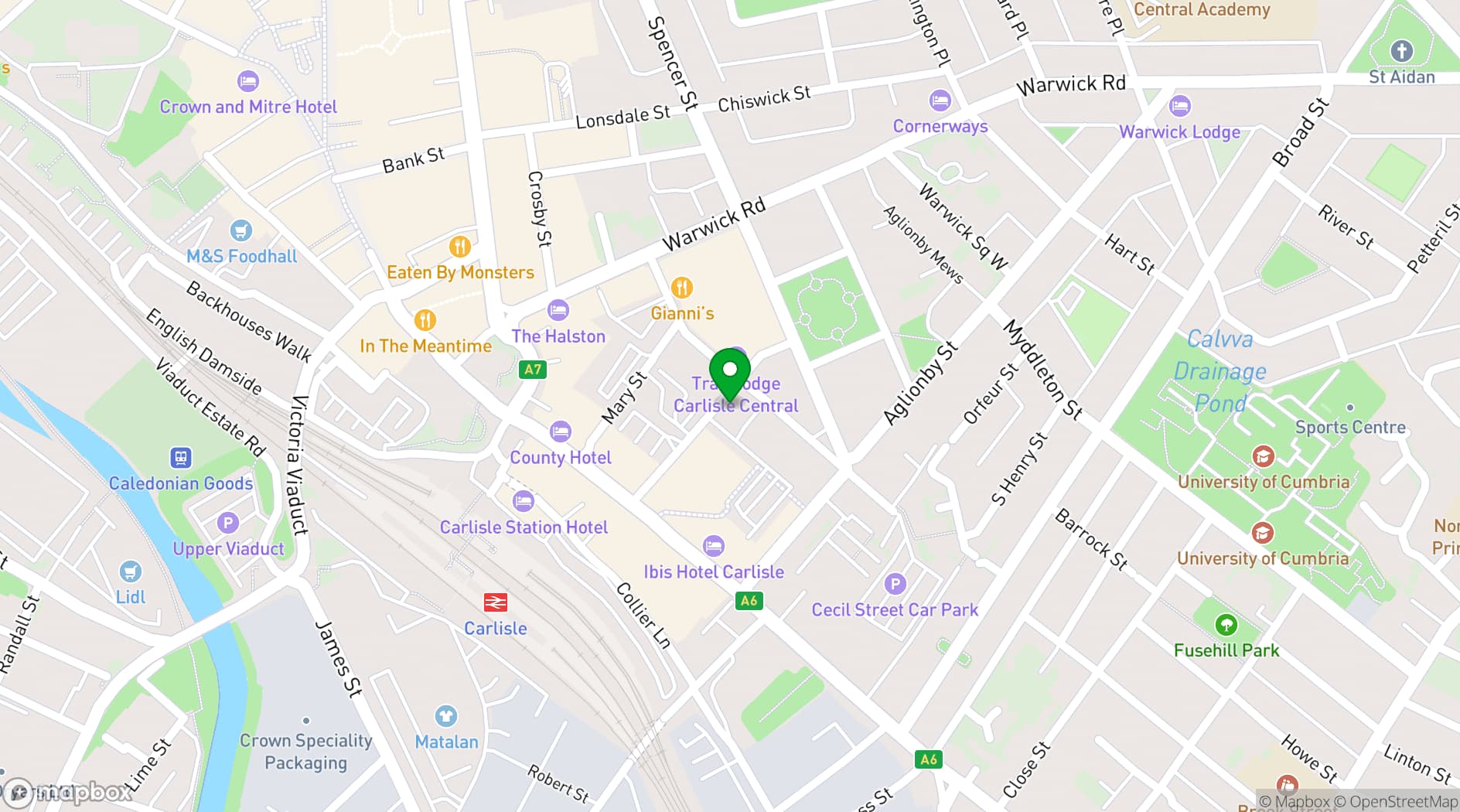 Map showing The Venue Carlisle