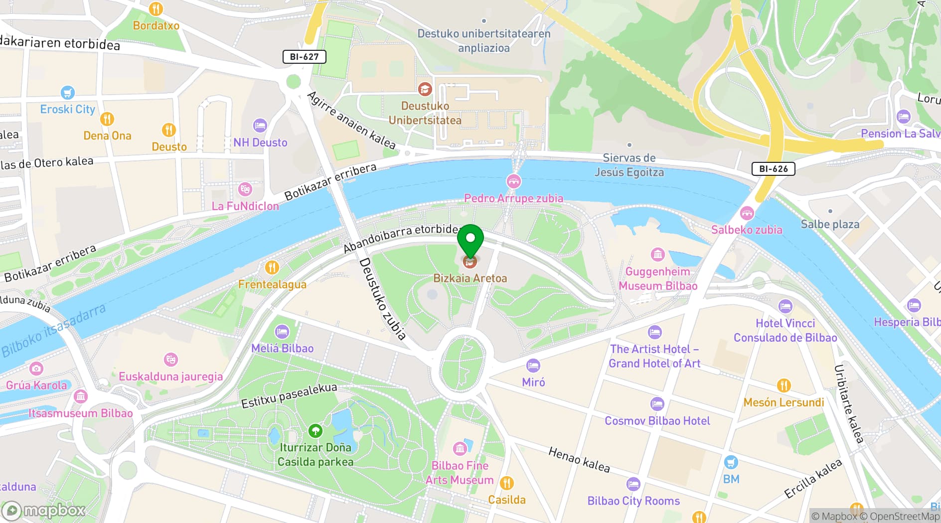 Map showing Bizkaia Aretoa-UPV/EHU