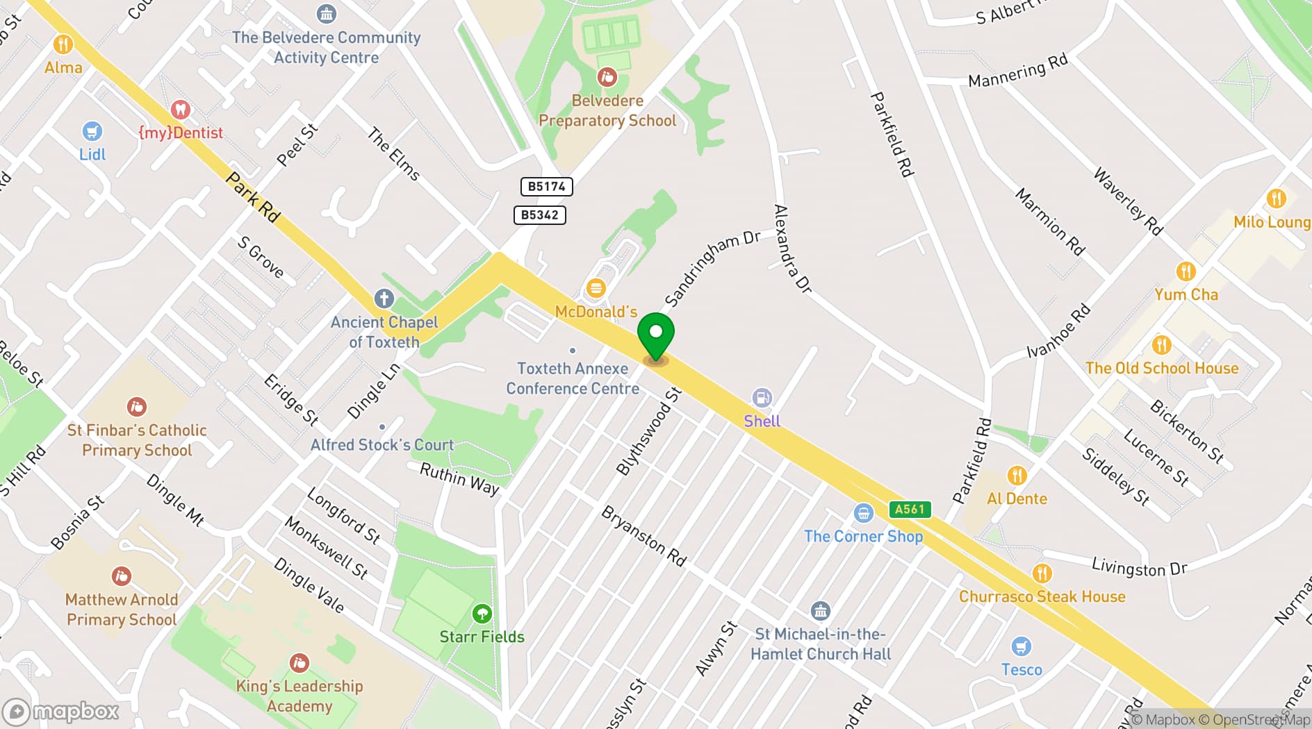 Map showing Toxteth Annexe Conference Centre