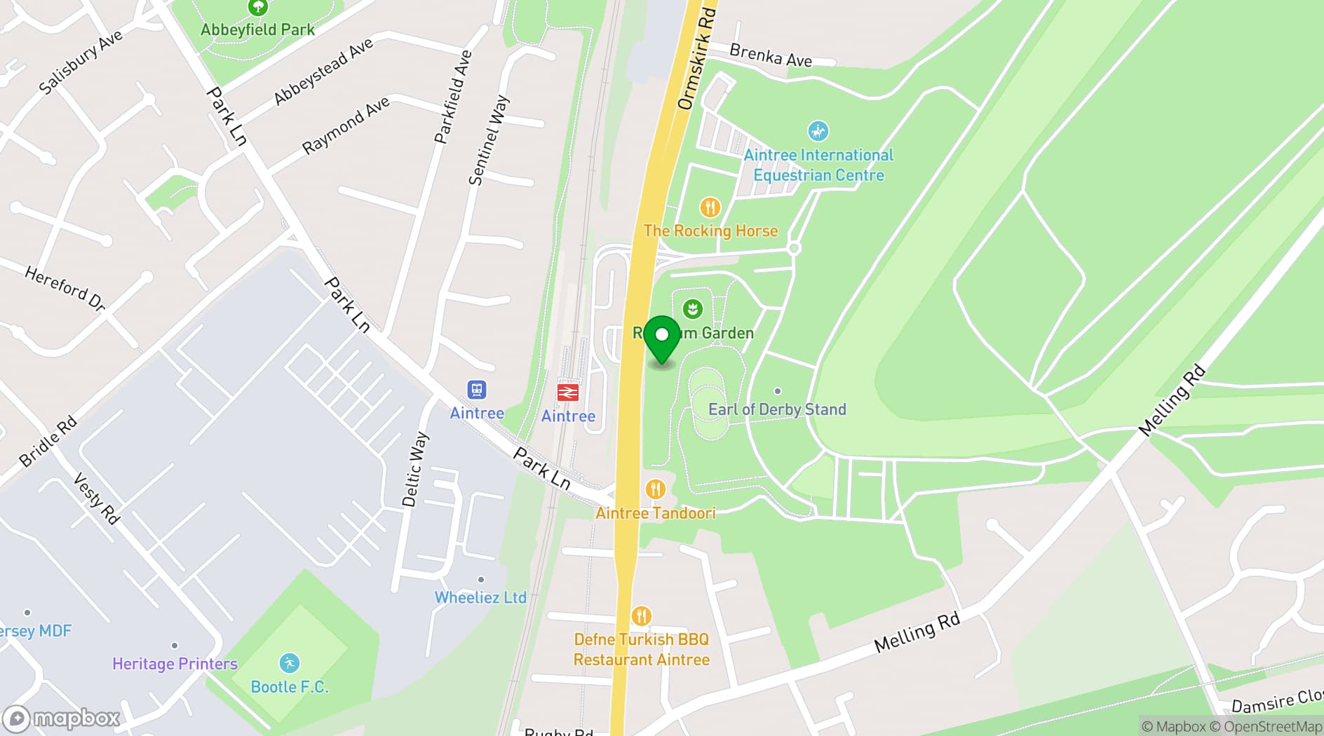 Map showing Aintree Racecourse