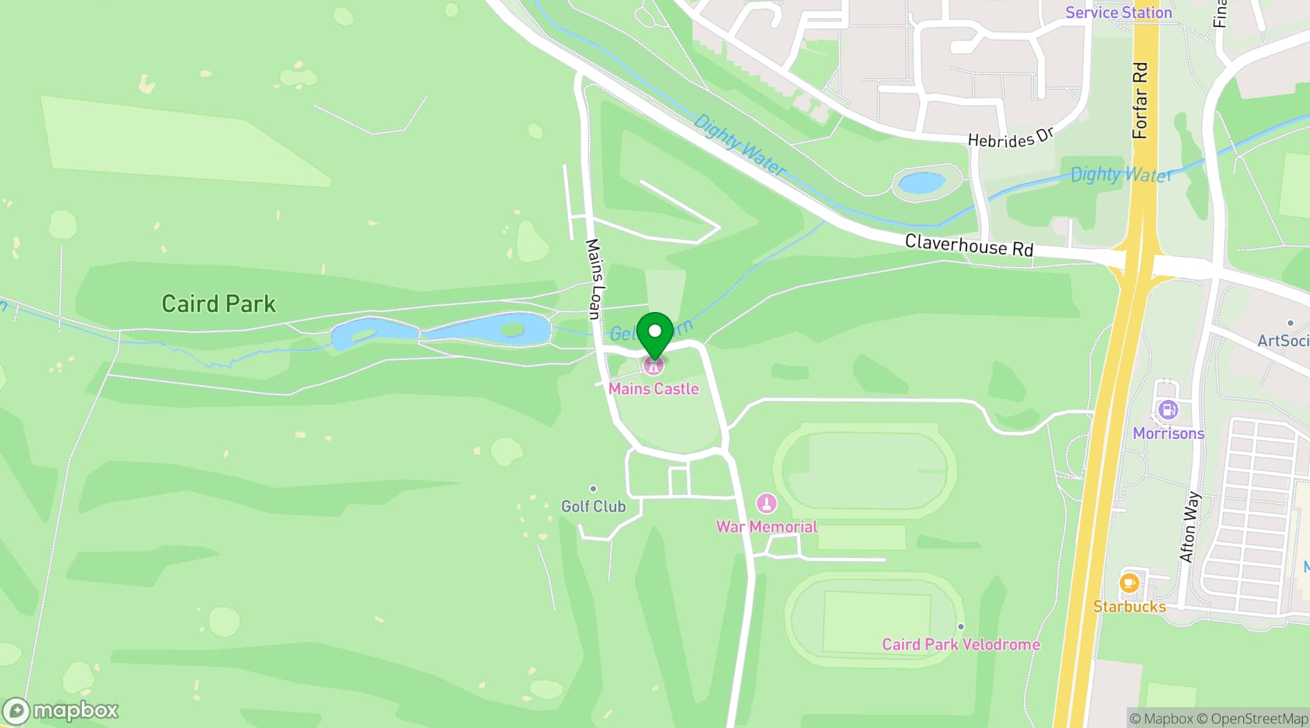 Map showing Mains Castle