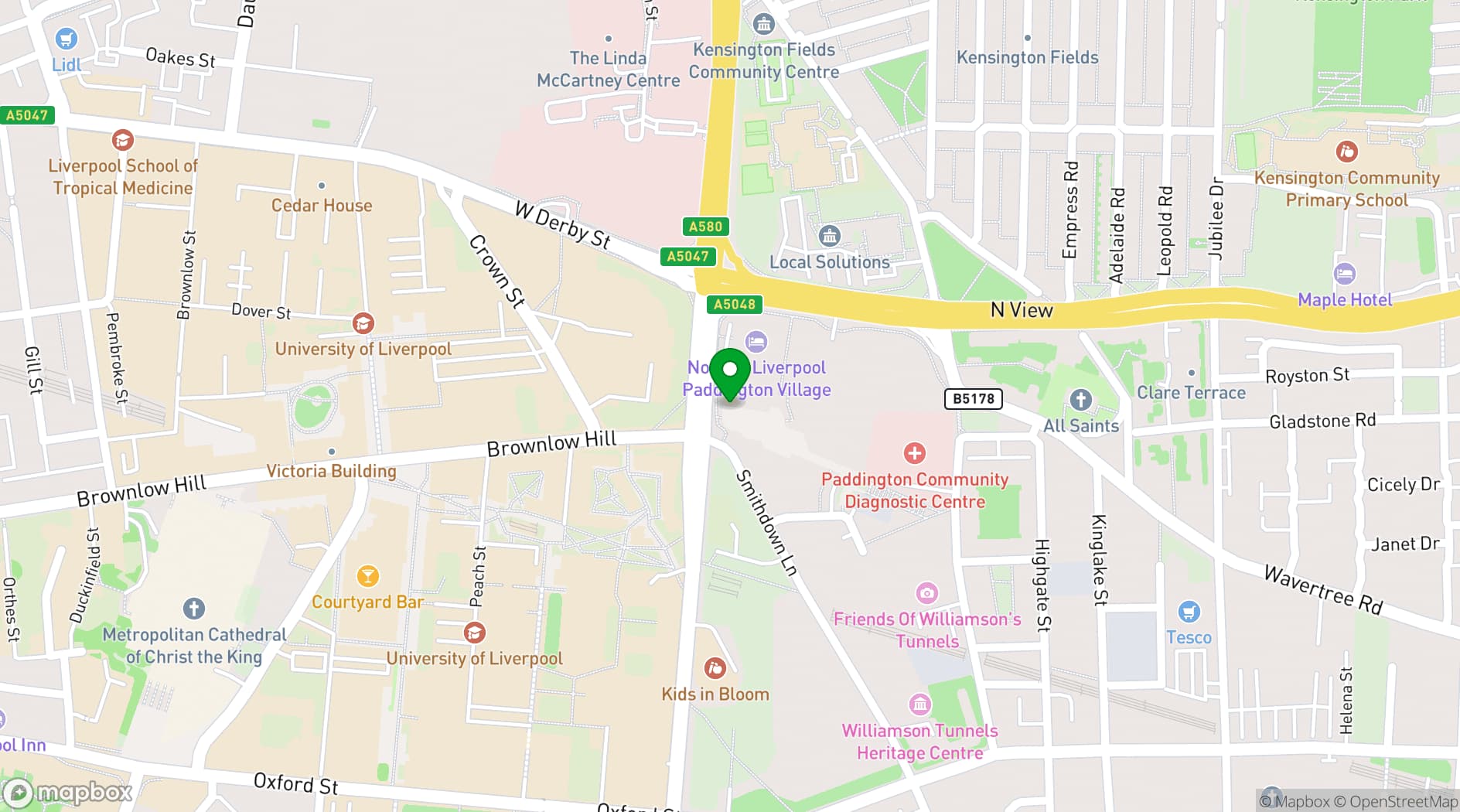 Map showing Spaces at The Spine