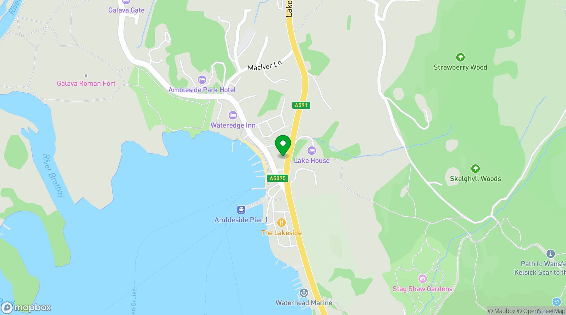 Map showing The Waterhead Inn