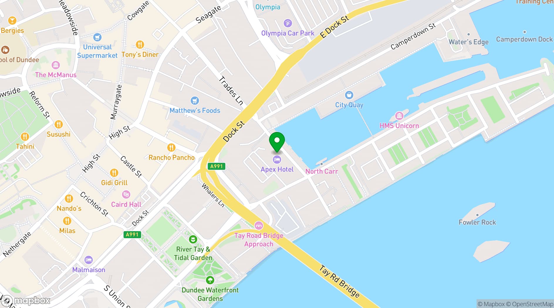 Map showing Apex City Quay Hotel