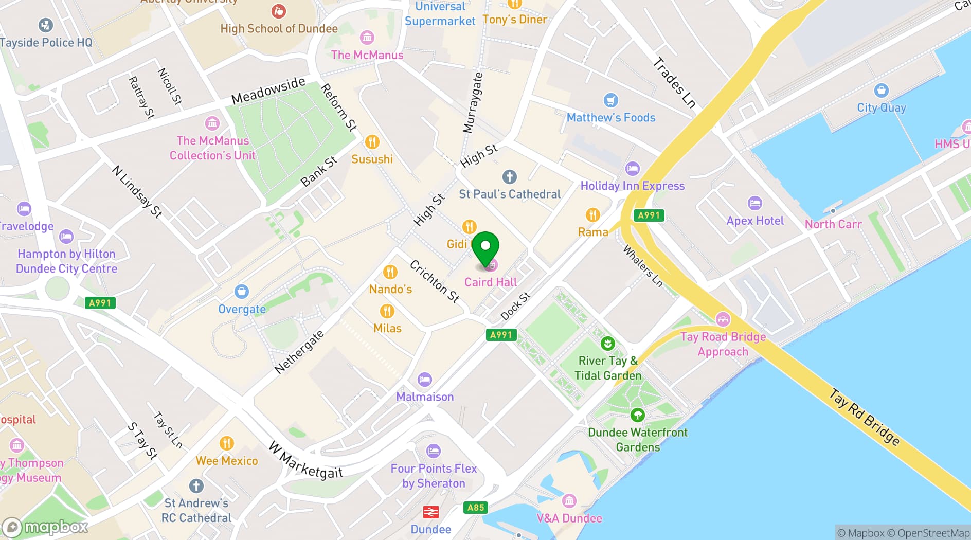 Map showing Caird Hall