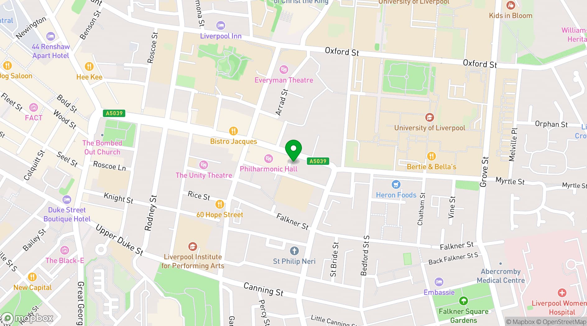 Map showing The Art School Restaurant