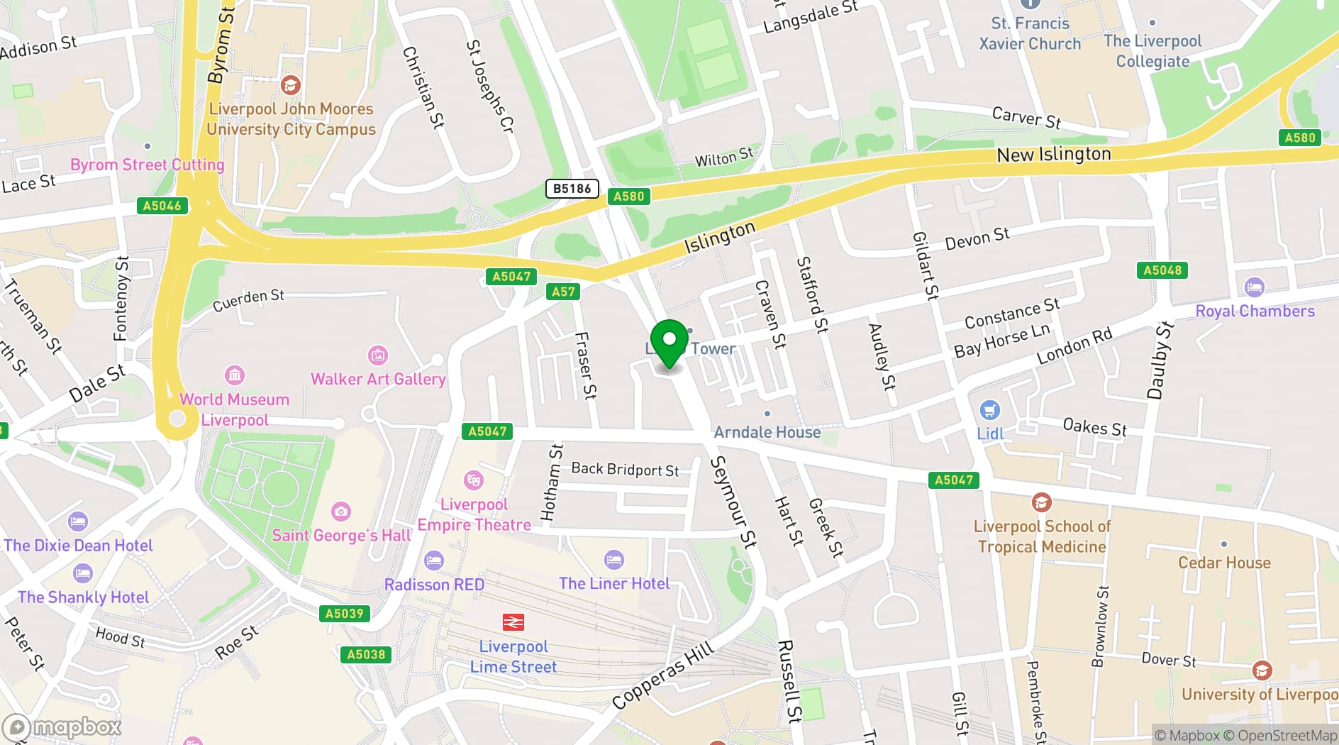 Map showing The Brain Charity