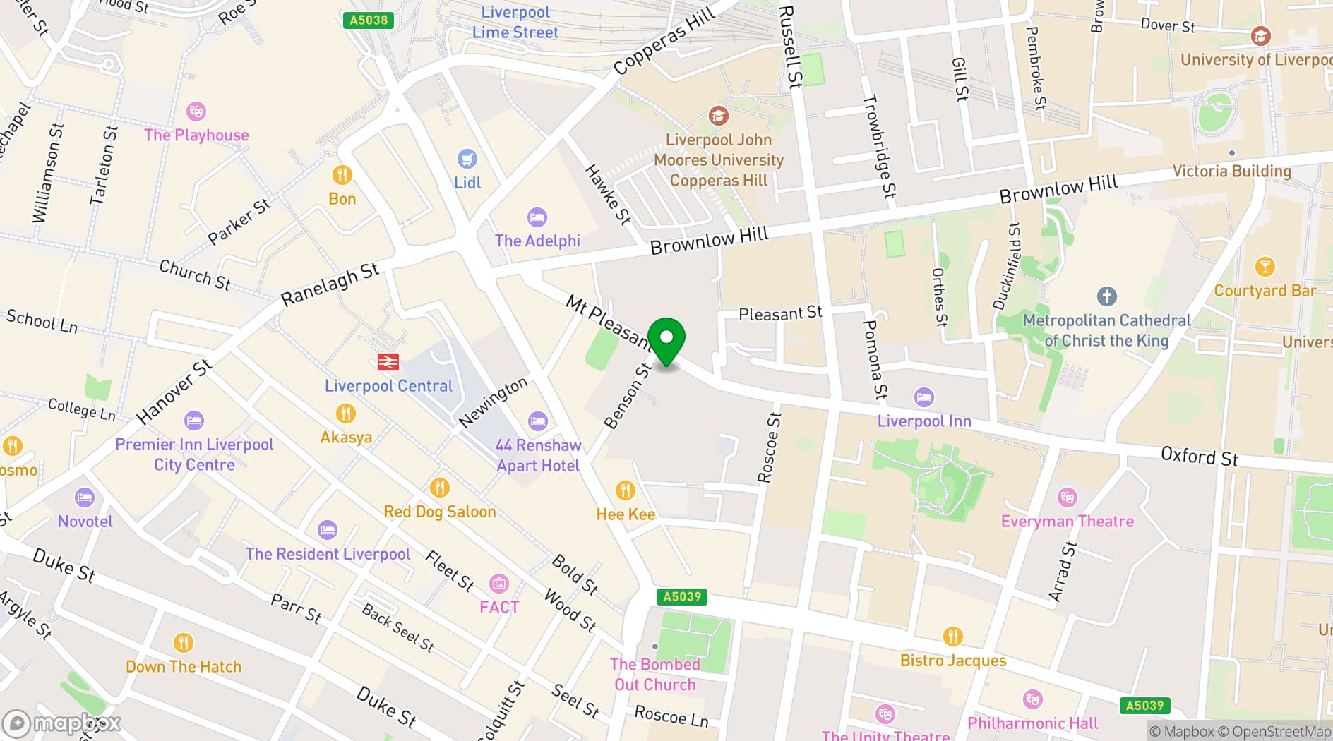 Map showing Liverpool Selina