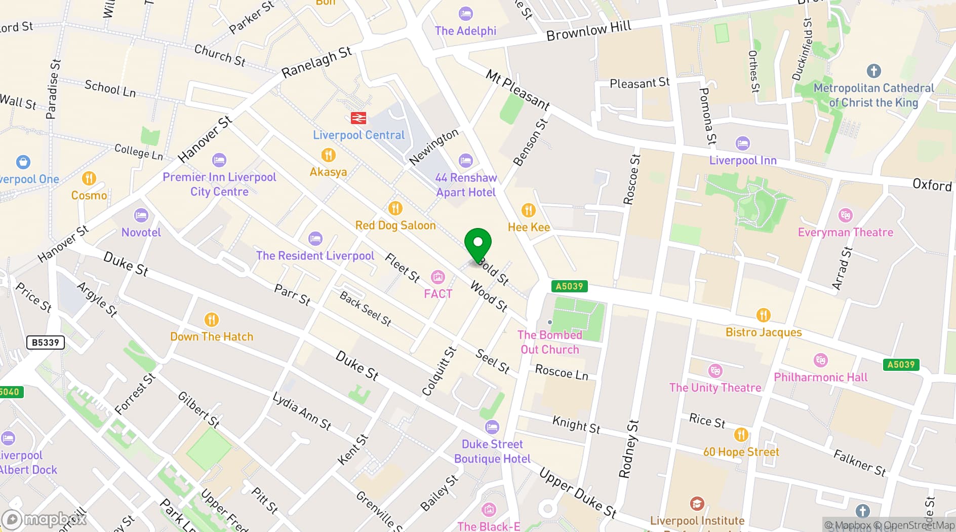 Map showing BAM BOO Brunch & Cocktails