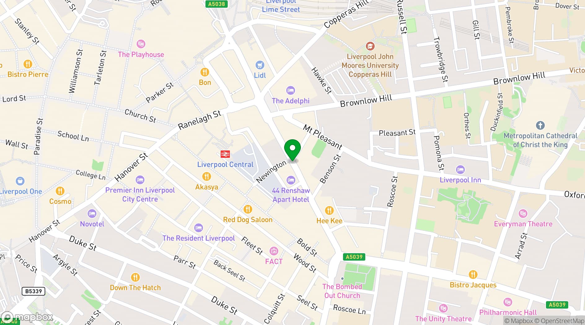Map showing BELLE'S Renshaw Street