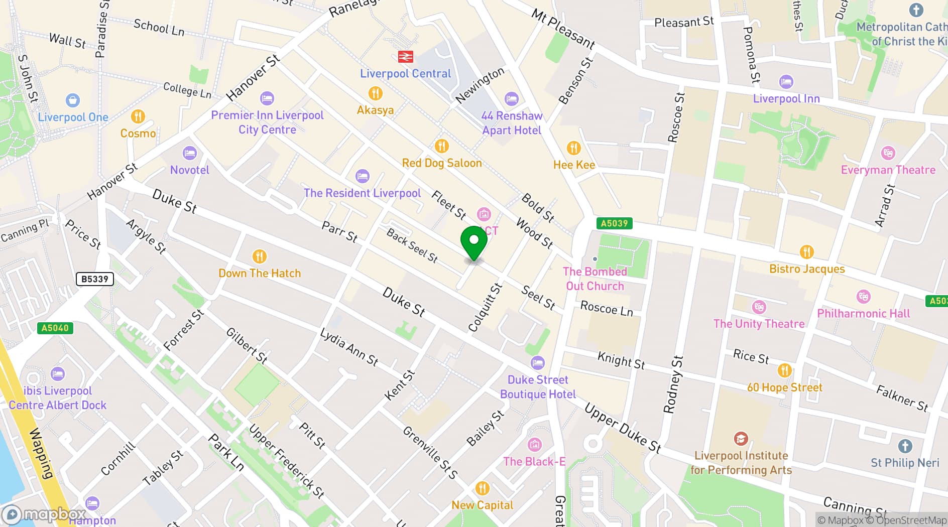 Map showing Arts Club Liverpool