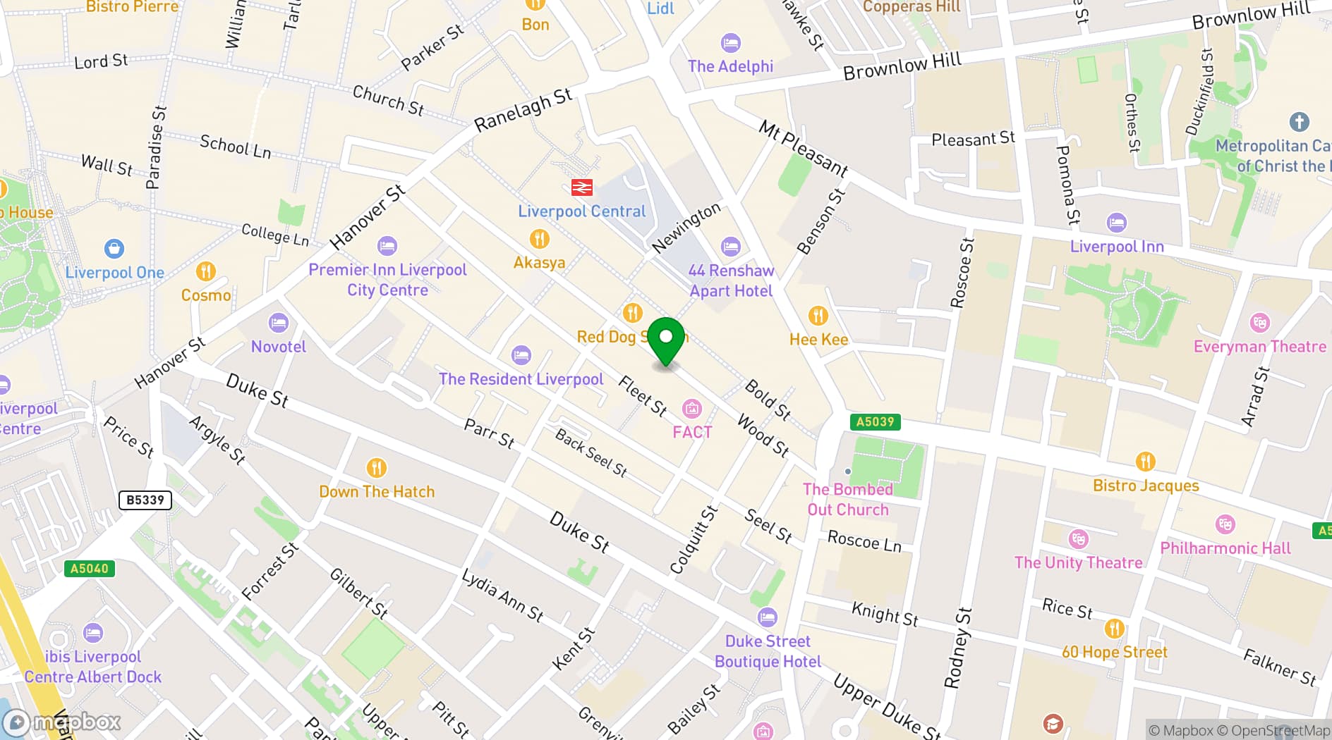 Map showing Xposure Studios