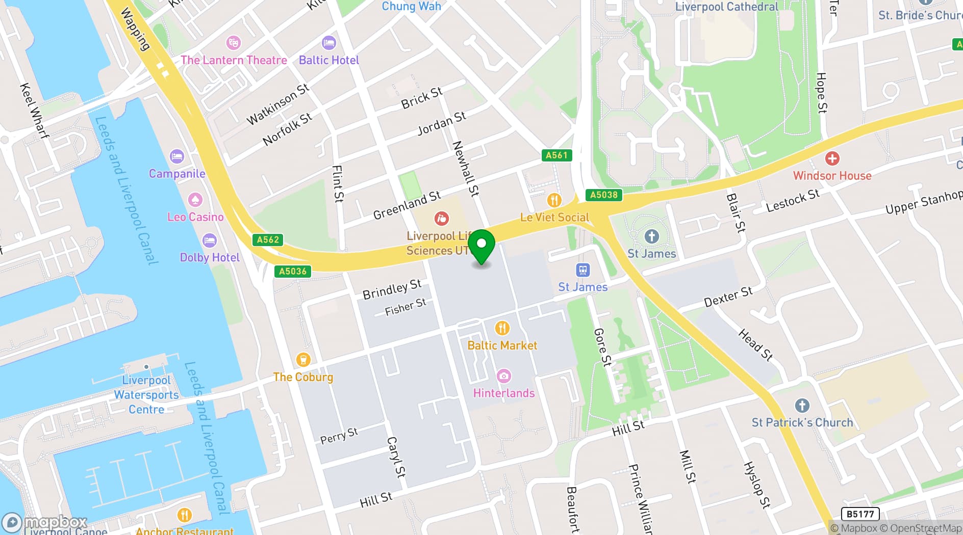 Map showing BOXPARK Liverpool