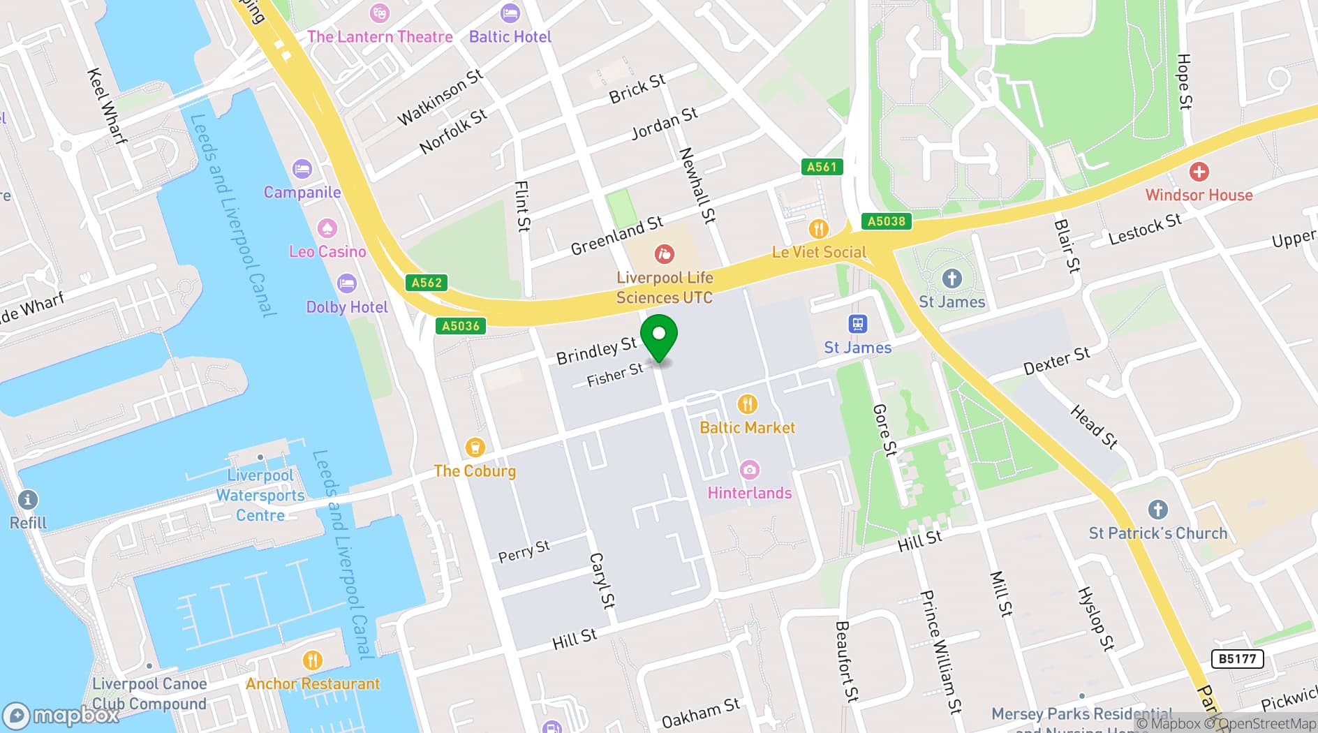 Map showing Punch Tarmey's Liverpool