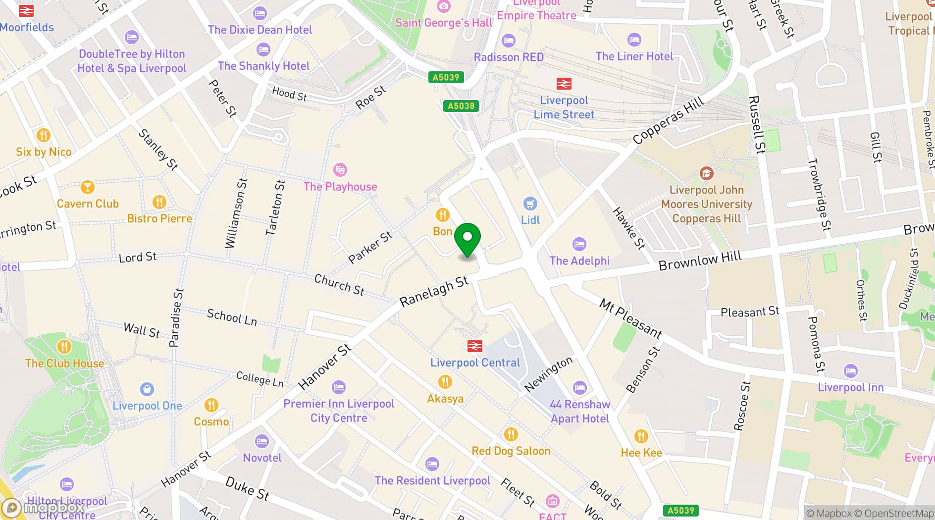 Map showing Bella Italia Liverpool