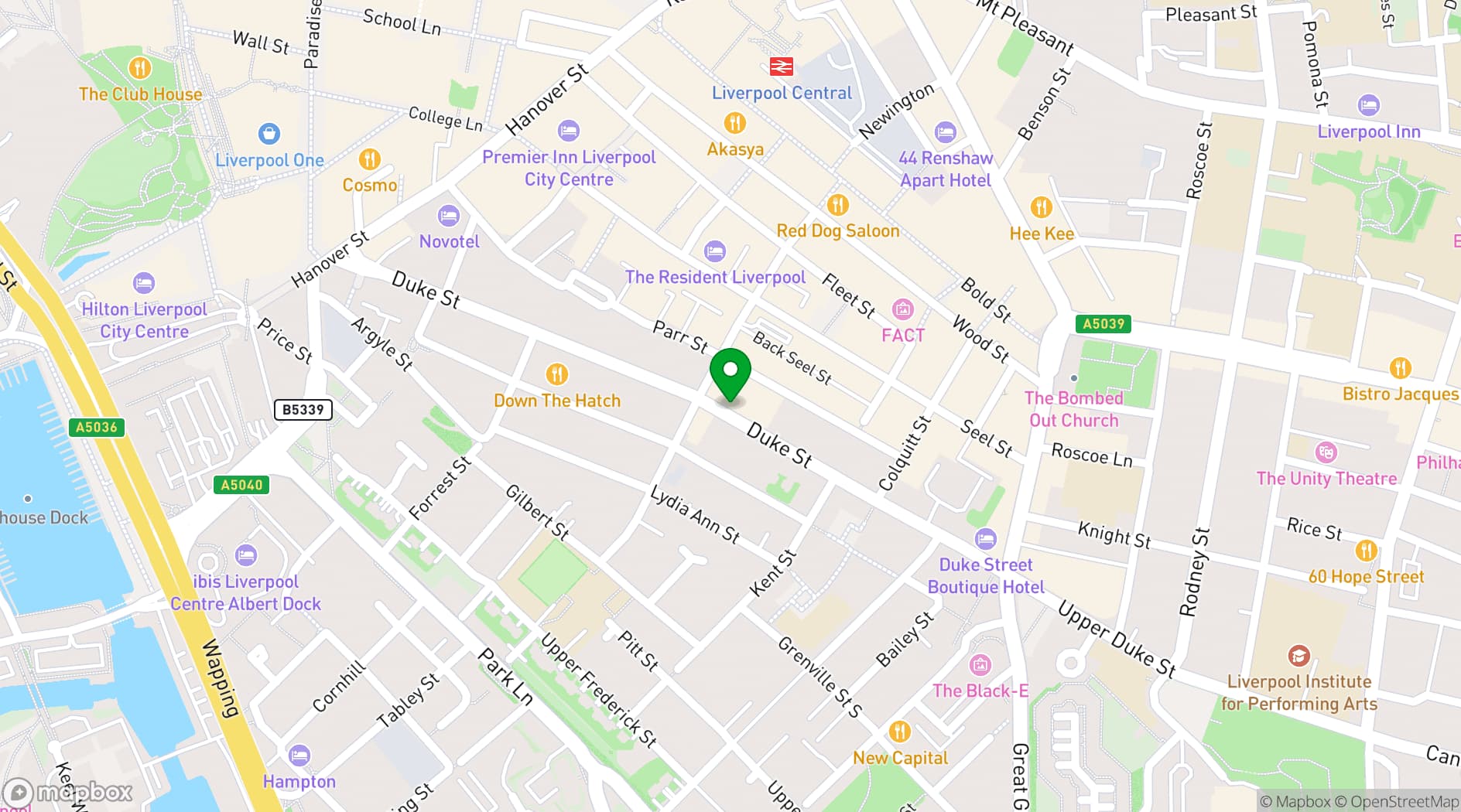 Map showing The Halyard at Ropeworks Liverpool