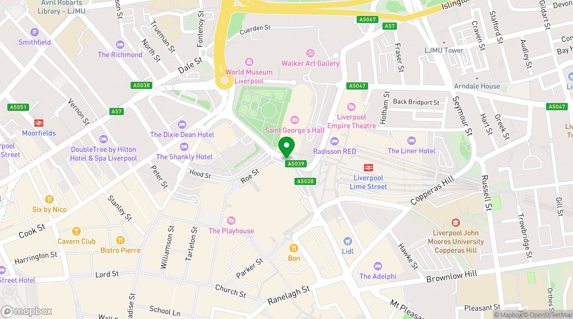 Map showing St George's Hall