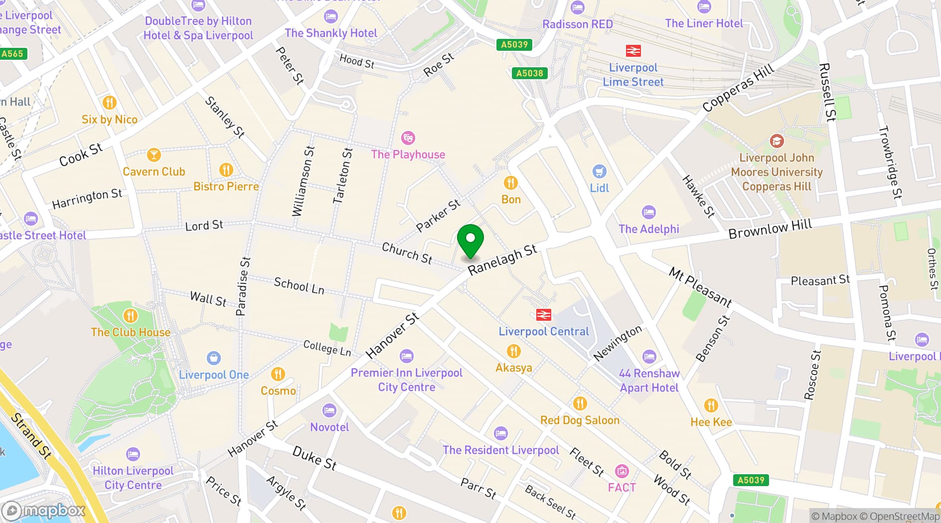 Map showing Dough Dough Liverpool