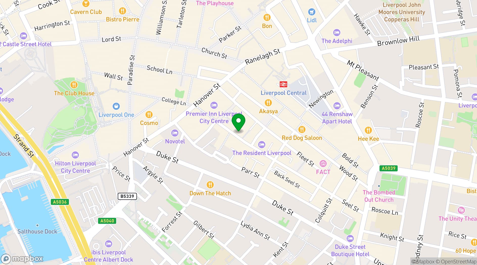 Map showing Ball Park Liverpool