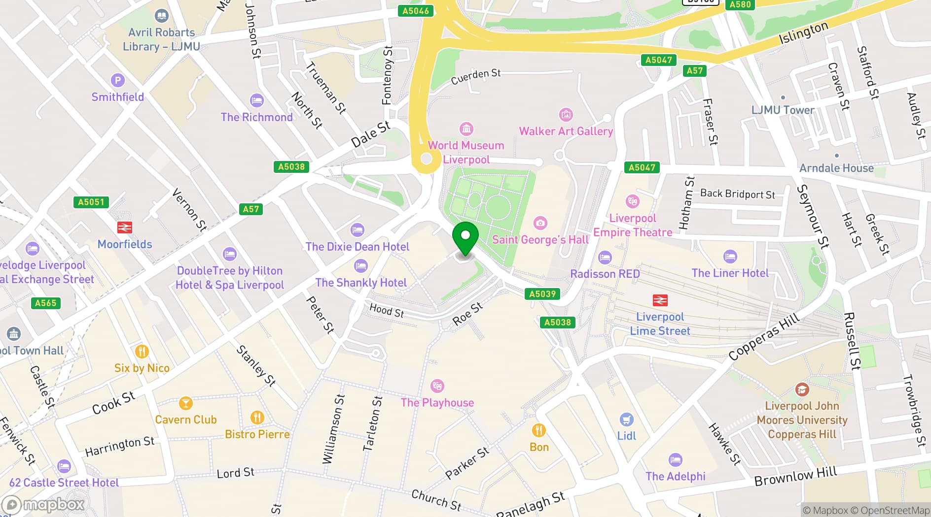 Map showing Delta Hotels by Marriott Liverpool