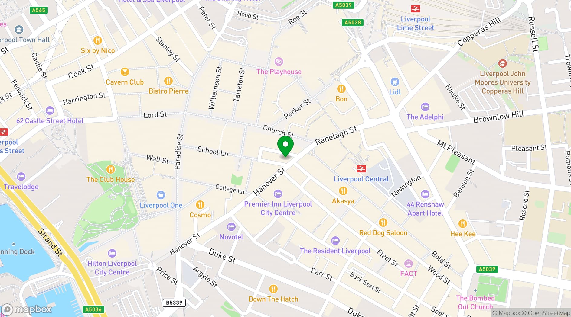 Map showing Tonight Josephine Liverpool