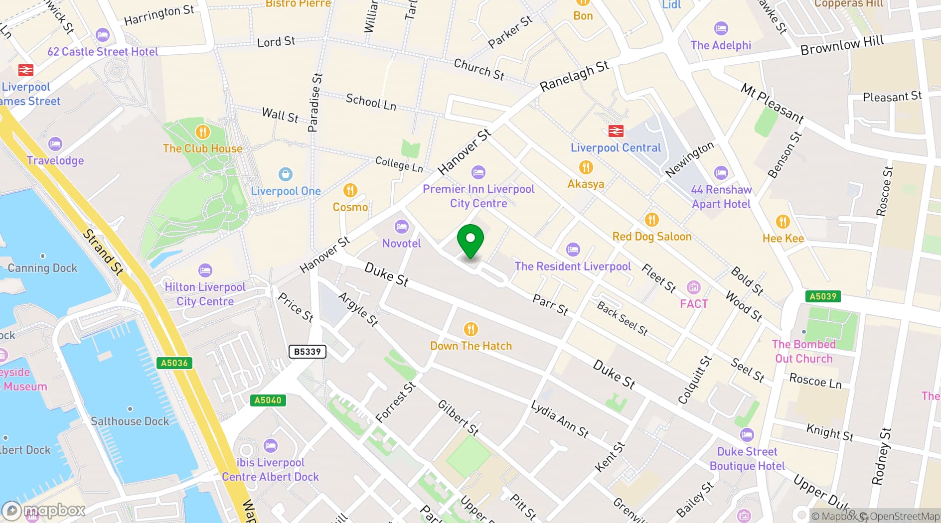 Map showing The Clubhouse by Ropewalks Hotel