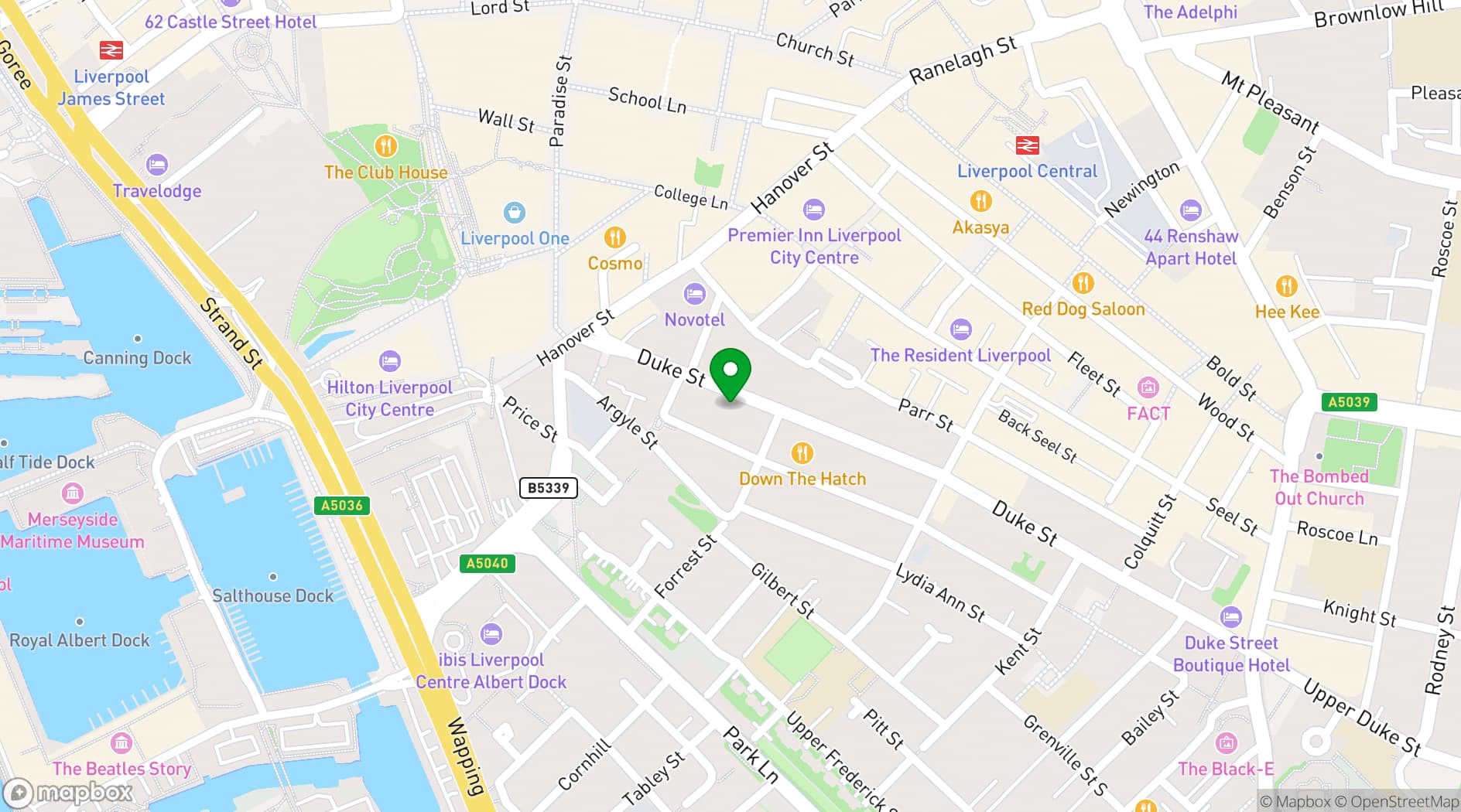 Map showing Duke Street Market