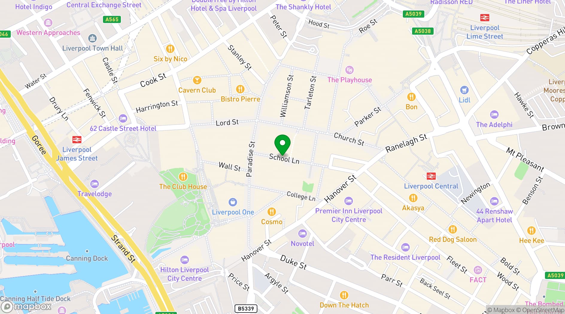 Map showing Star Pins - School Lane, Liverpool