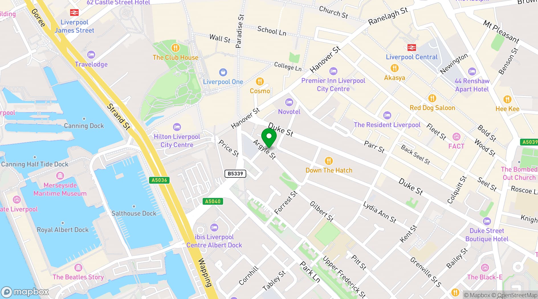 Map showing The Bridewell