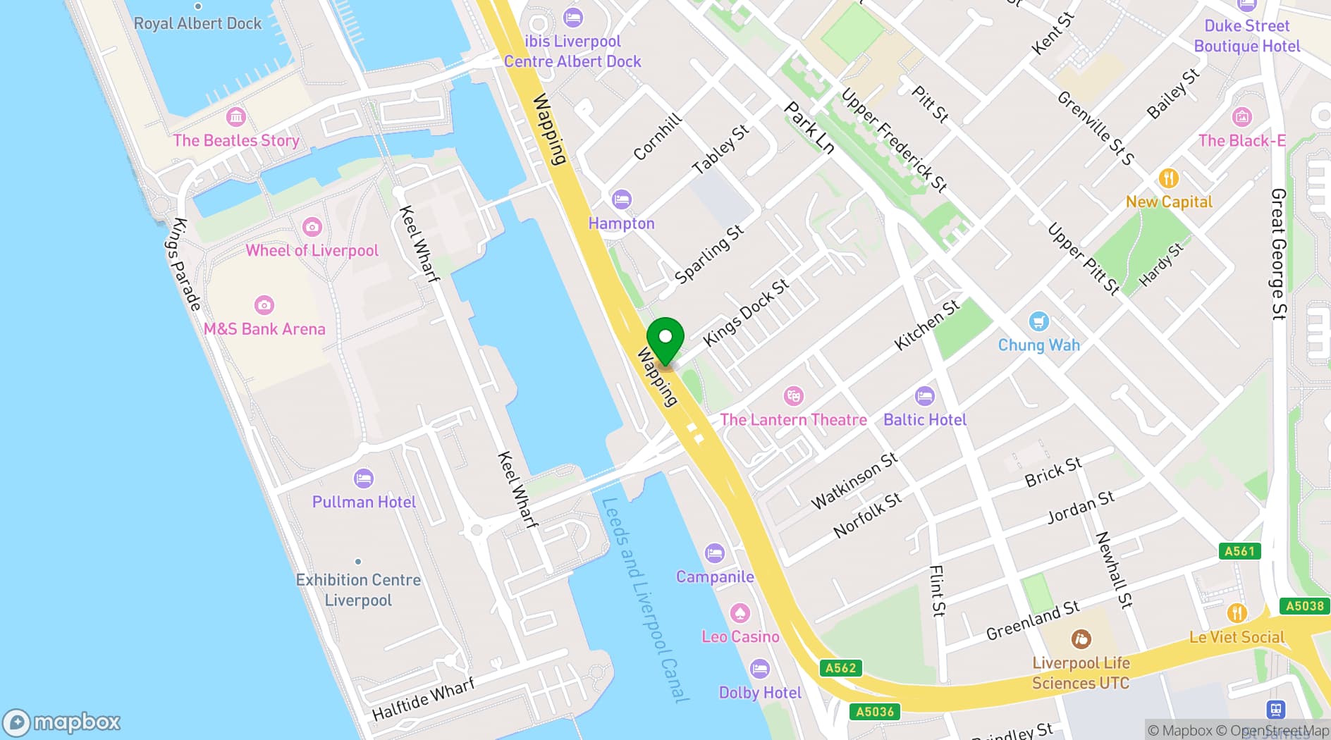 Map showing Pullman Liverpool