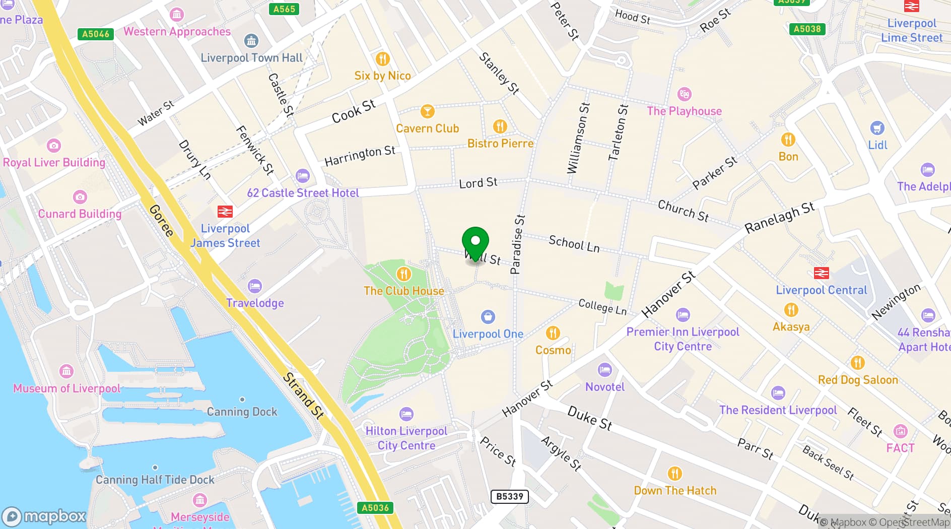 Map showing ODEON Liverpool ONE
