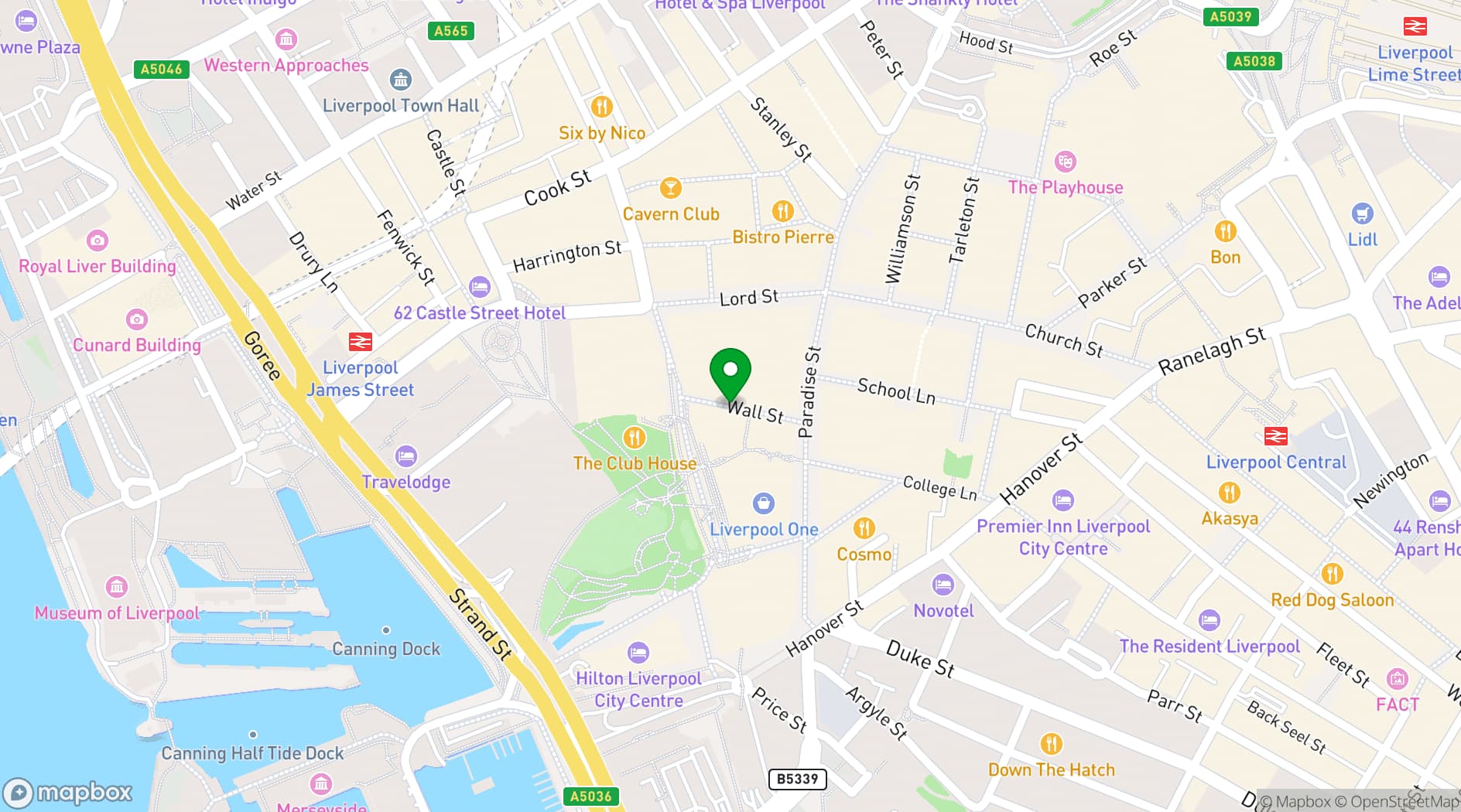 Map showing Las Iguanas Liverpool