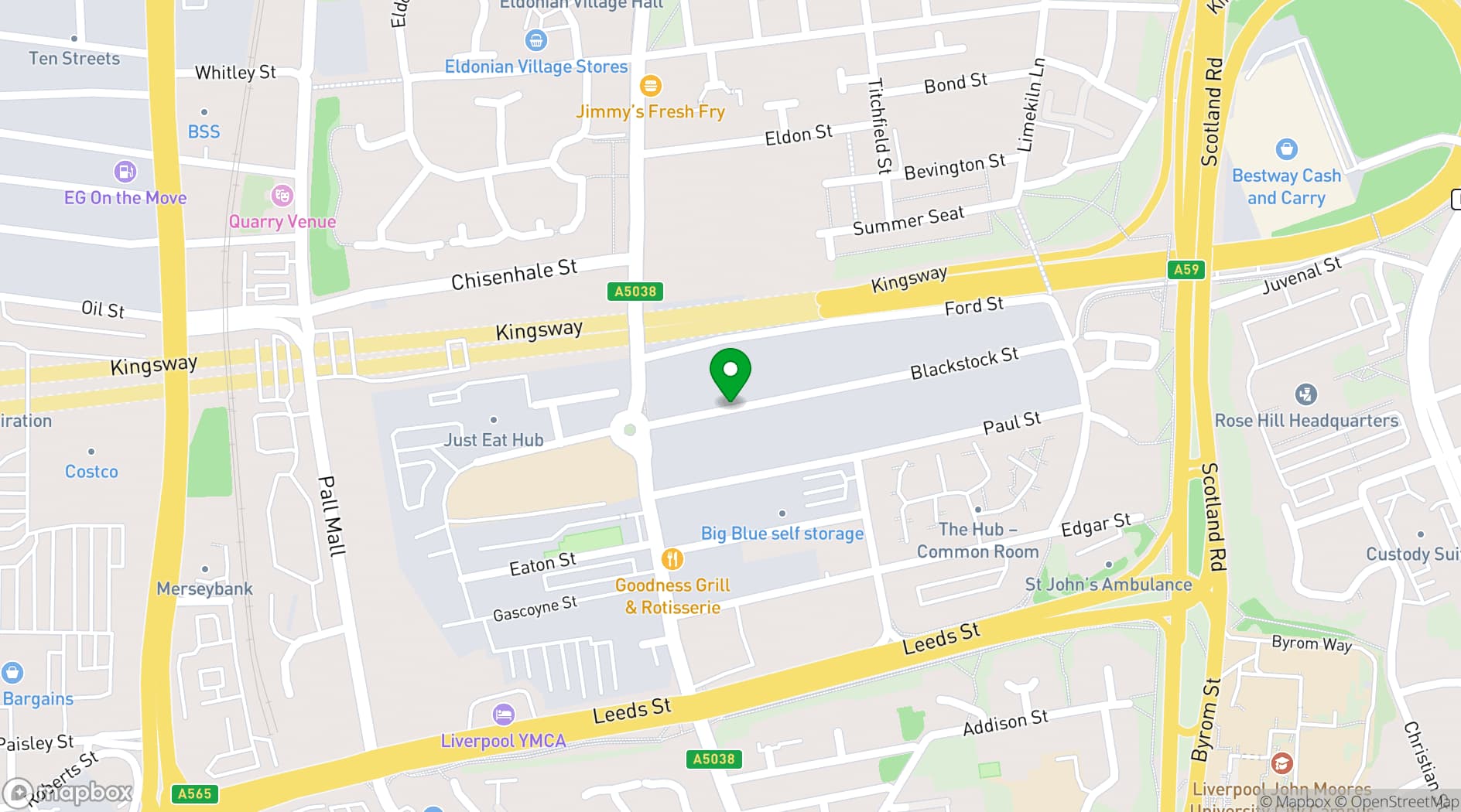 Map showing Blackstock Roof Garden