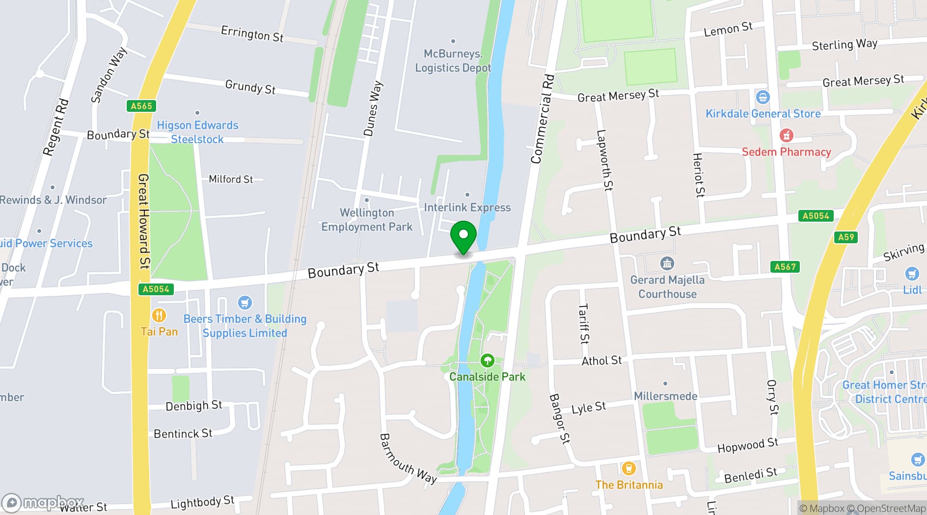Map showing The Liverpool Film Studios