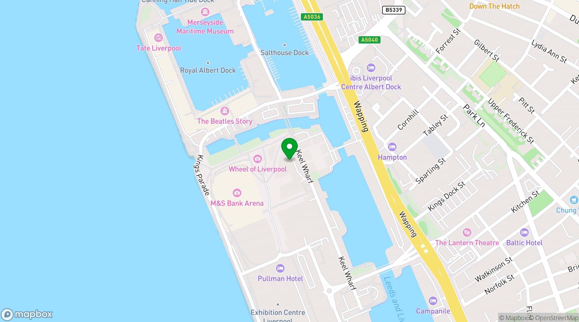 Map showing Leonardo Hotel Liverpool