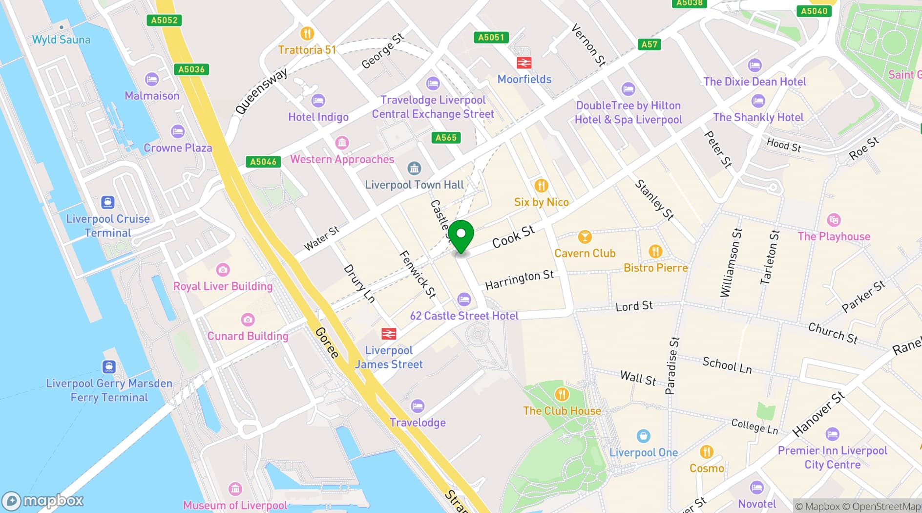 Map showing Castle Street Liverpool