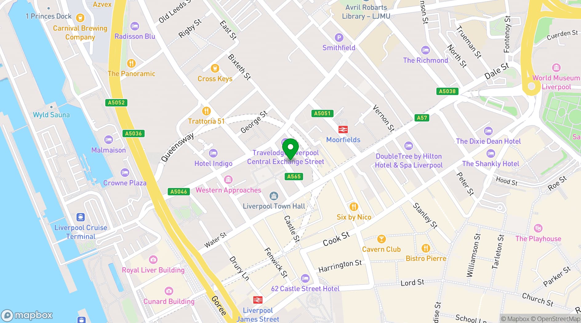 Map showing Reds Liverpool