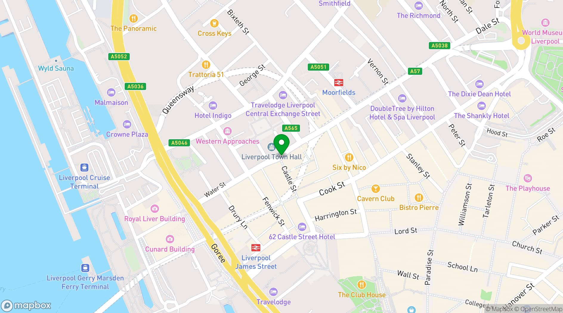 Map showing Riva Blu Liverpool
