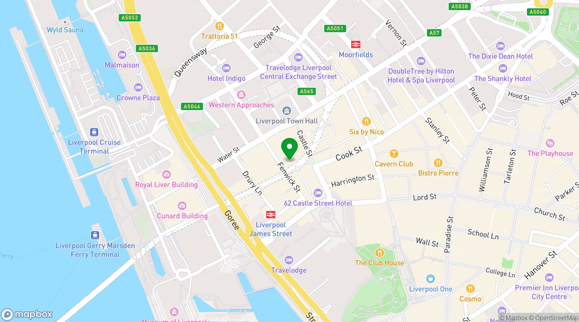 Map showing Restaurant Bar & Grill Liverpool