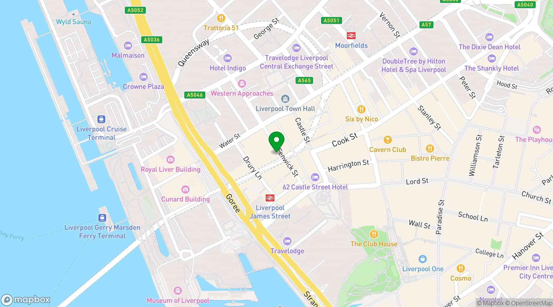 Map showing Hawksmoor Liverpool