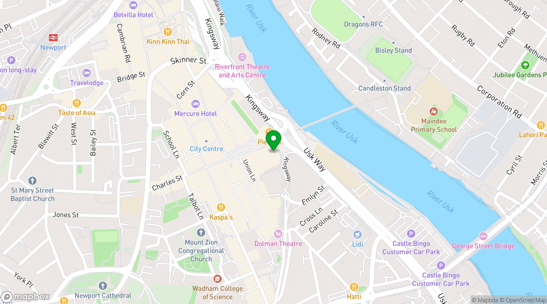 Map showing Las Iguanas Newport