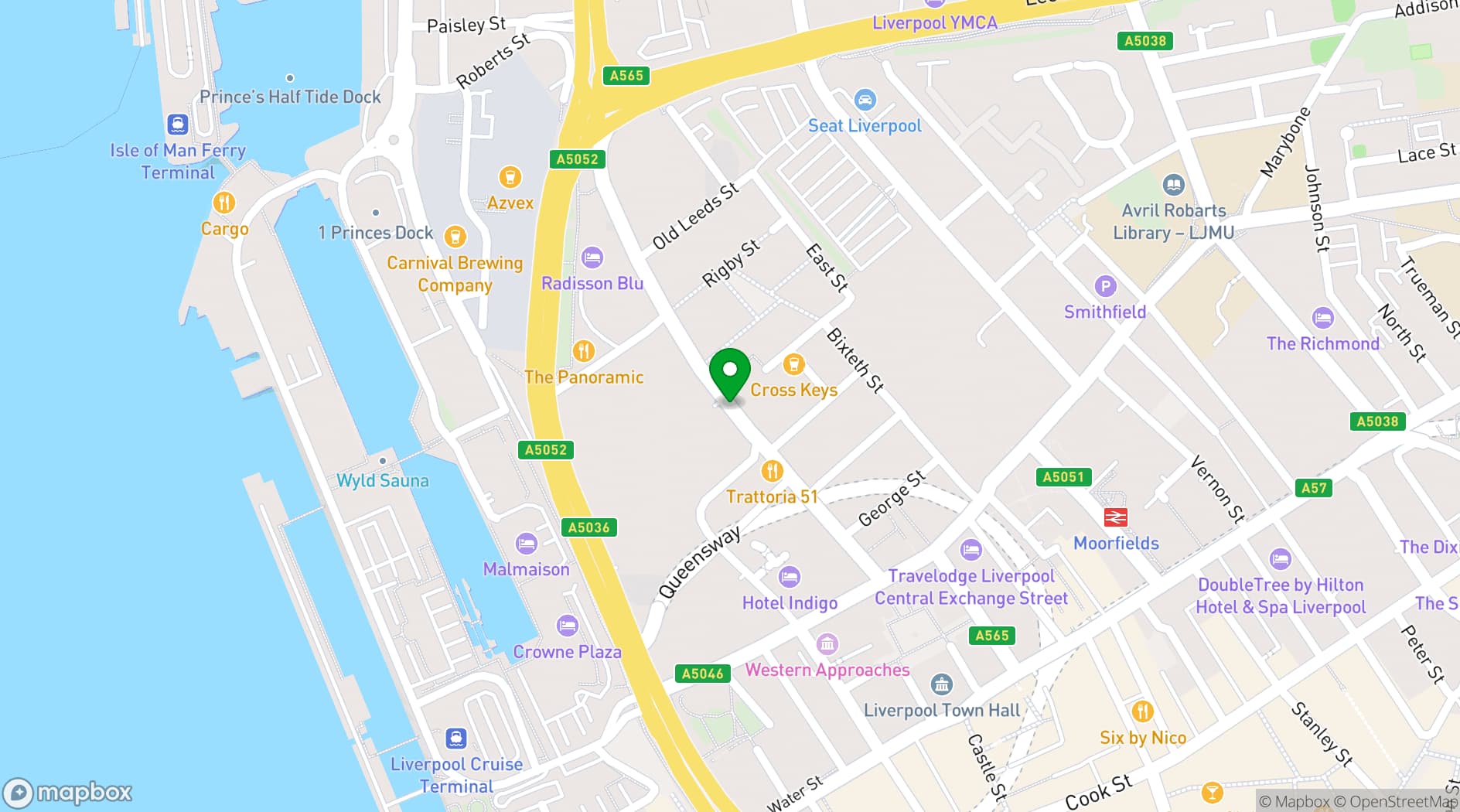 Map showing INNSiDE by Meliá Liverpool