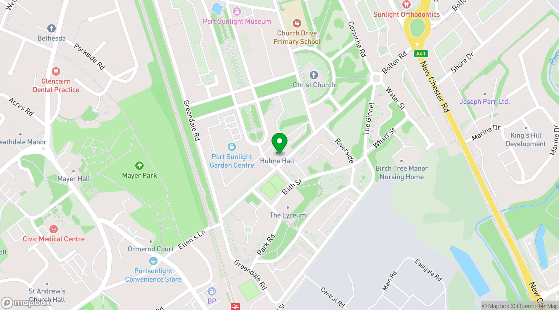 Map showing Hulme Hall