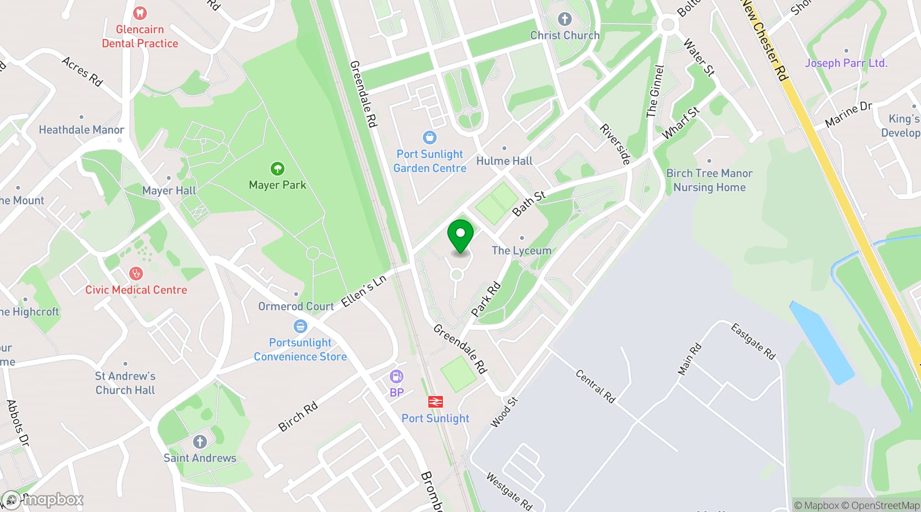 Map showing Port Sunlight Church Hall