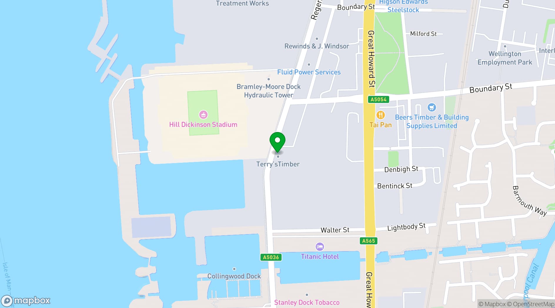 Map showing Hill Dickinson Stadium