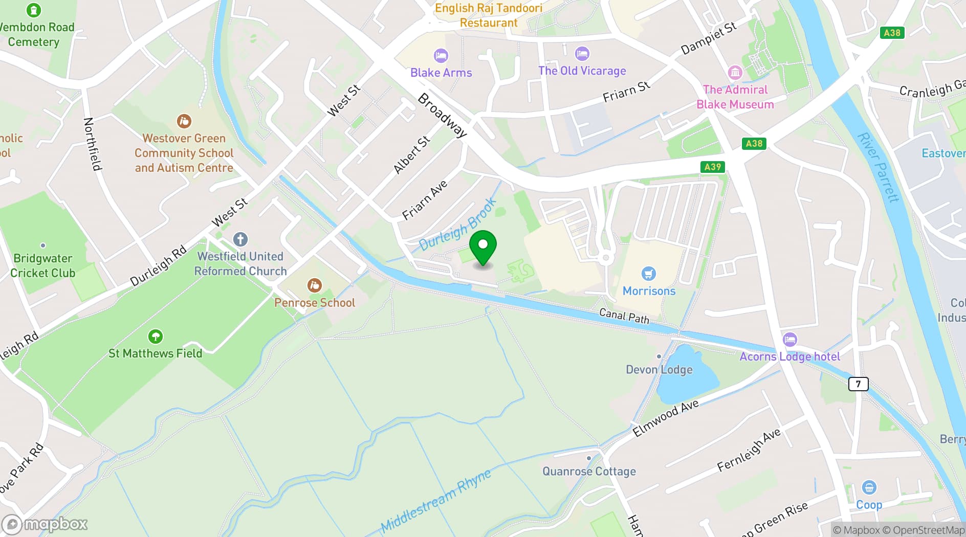 Map showing YMCA/Purplespoon Cafe, Highbridge