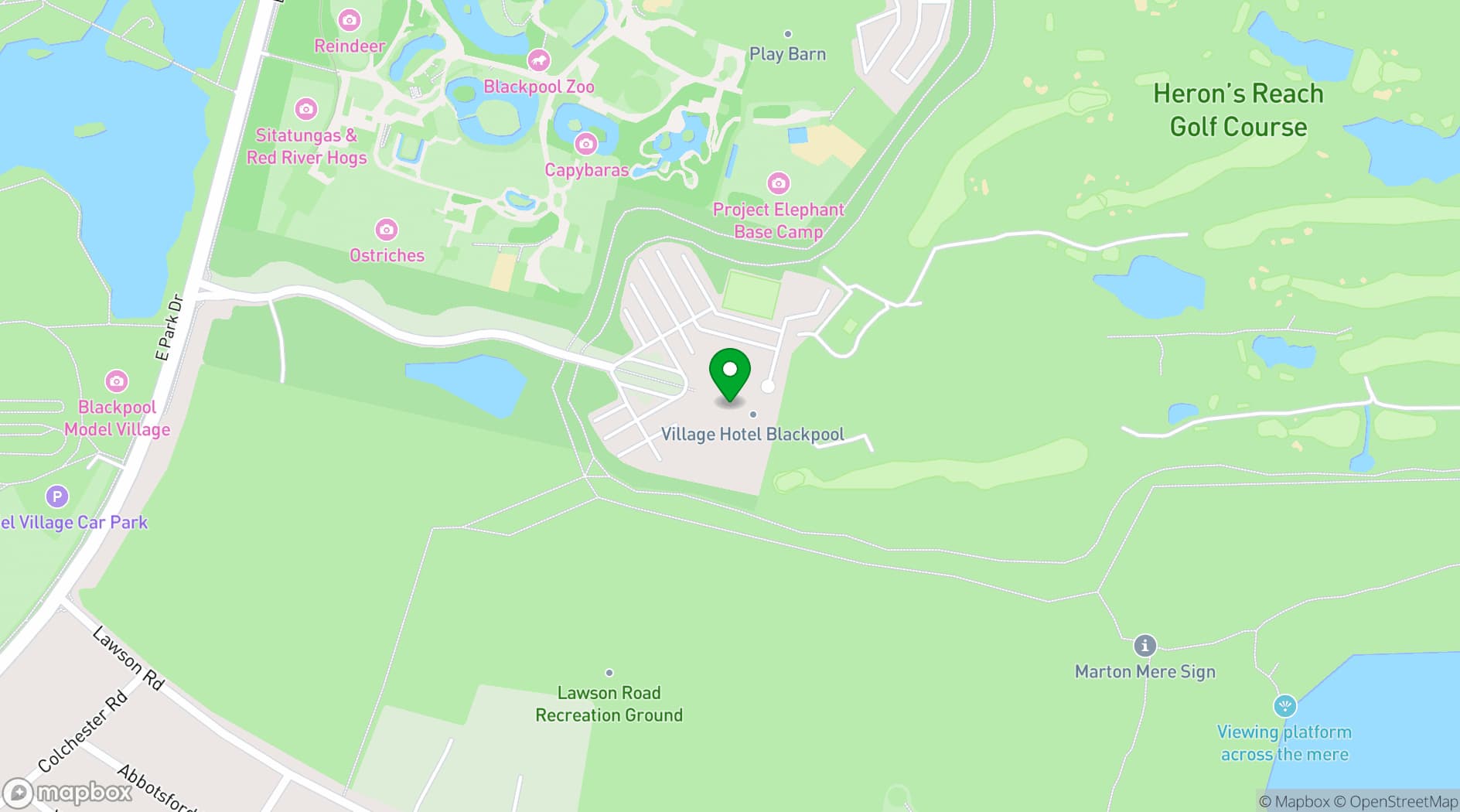 Map showing Village Hotel Blackpool
